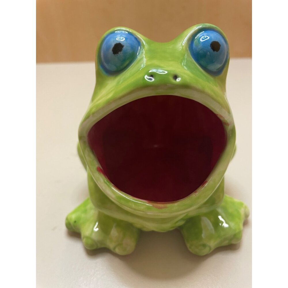 VTG Ceramic Frog Scrubbie Holder Sponge Caddy Soap Dish Figural Frog - Picture 5 of 10